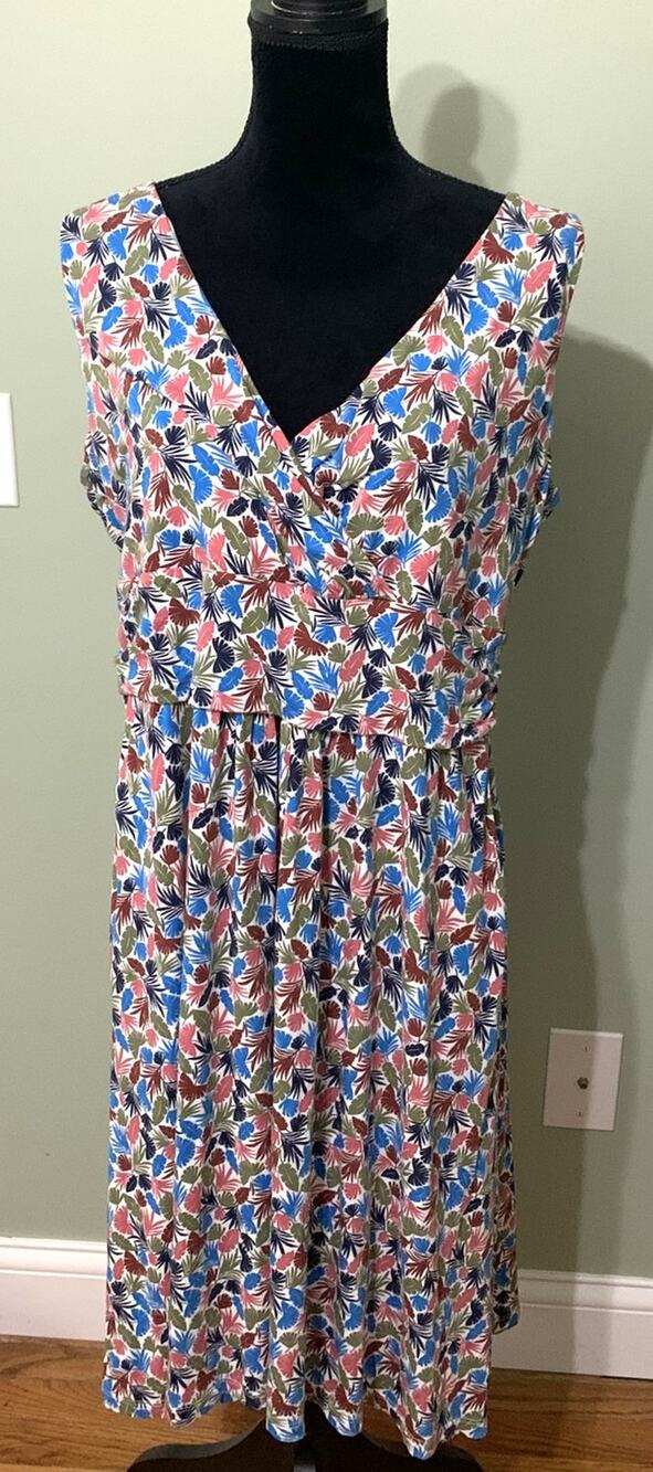 Boden Womens Summer Dress Tropical Colorful Palm Leaves Size 16 / 18